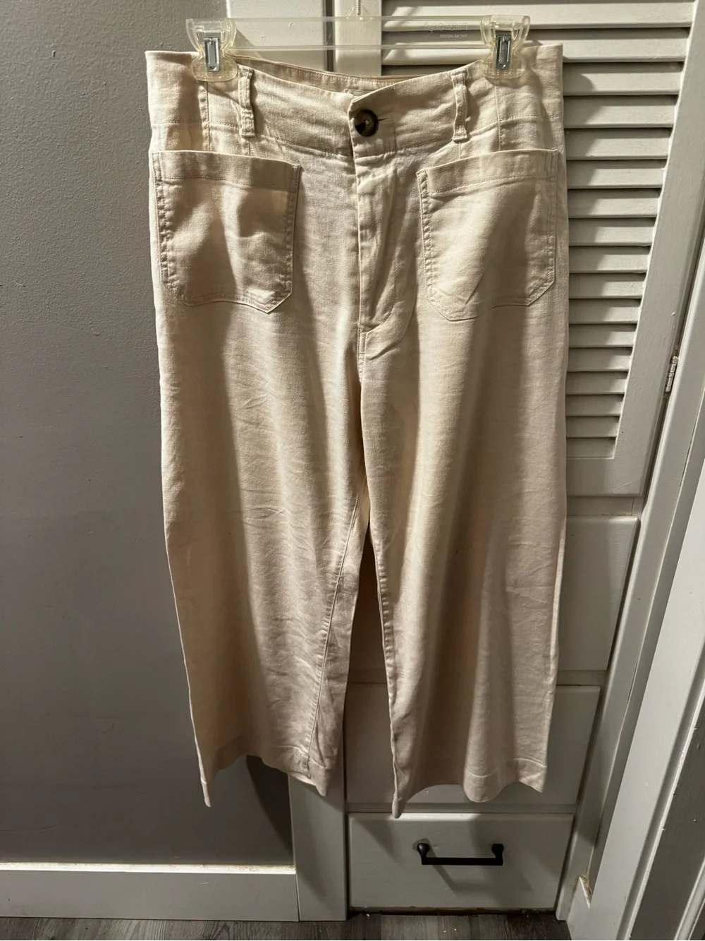 Maeve Cream Wide-Leg Chinos